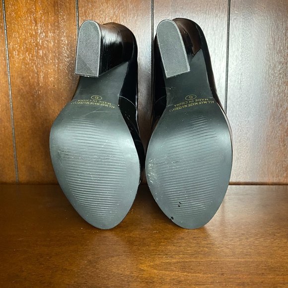 Bonnibel Peep Toe Platform Heels Size 6 Black Orange - Picture 8 of 8